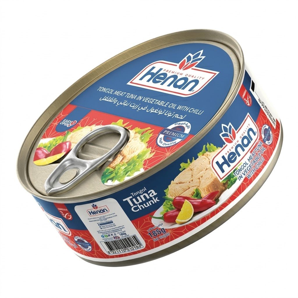 تۆنەی Henan (Tongol) پارچەی تەواو لە زەیتی ڕووەکی لەگەڵ فلفل 185g