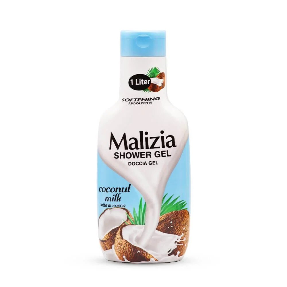 جێڵی خۆشتنی نەرمکەرەوەی مالیزیا (Malizia) بە بۆنی شیری گوێزی هیندی، ١ لیتر.
