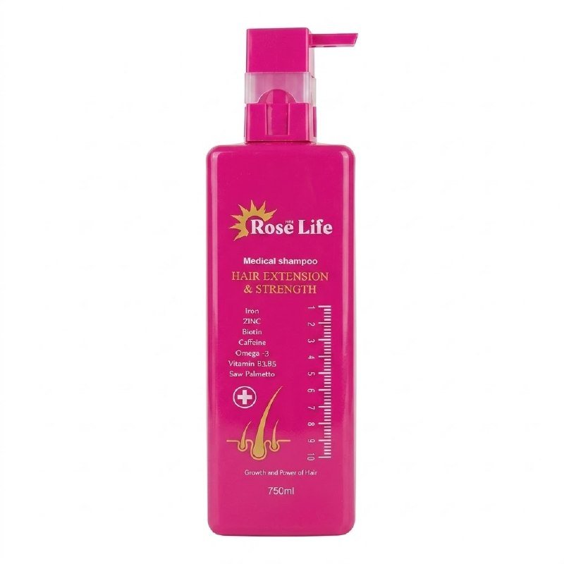 شامپۆی پزیشکی درێژکردنەوە و بەهێزی قژی ڕۆز لایف 750ml