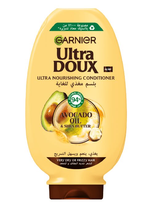بەلسمی گارنیر Ultra Doux بە ڕۆنی ئەڤۆکادو و زەبدەی شیا بۆ خۆراکی قژ 360 مل
