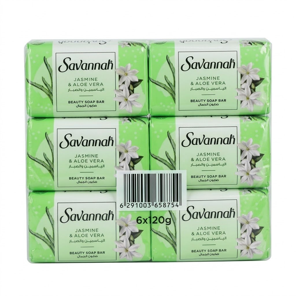 سابوونی Savannah یاسمین و ئەلوڤێرا 6×120 گرام